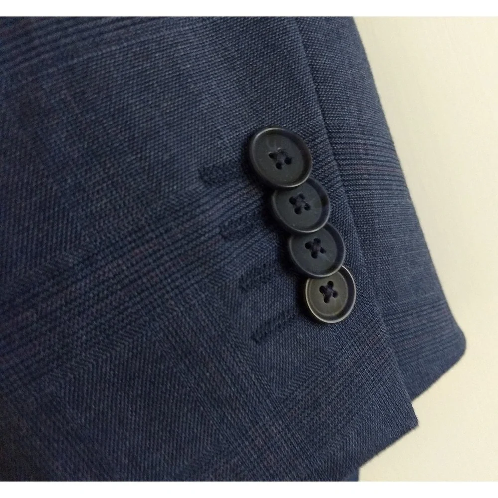 Banana Republic Slim Fit Blazer Men 44R Stretch Jacket Blue Plaid Lined NWOT
